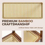 Rattan Side Table Mid Century Modern End Table 3-Tier - Image 4