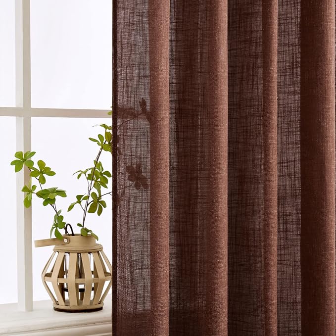 MIULEE Chocolate Brown Linen Curtains 52x72 Inch Length - Image 5