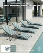 Folding HDPE Pool Lounge Chairs Set of 4, Pre-Assembled Outdoor Chaise Lounge - Image 6