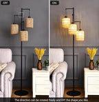 QIYIZM Floor Lamp for Living Room, 3-Lights Boho Rattan Tree Floor Lights - Image 2