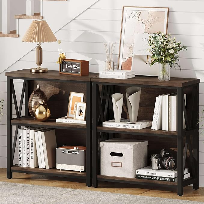 FATORRI Small Bookshelf, Rustic Book Shelf - Image 5