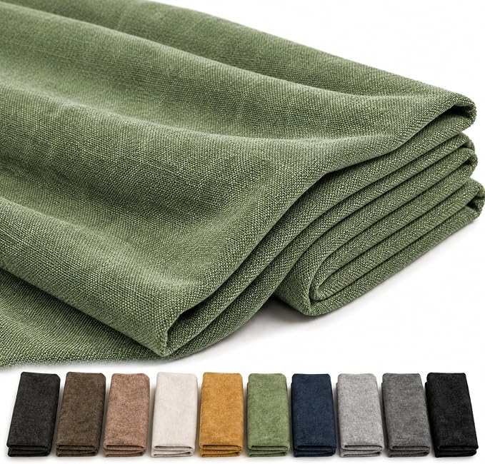 Mini Chenille Linen Blend Upholstery Fabric by the Yard, 57 Inch Wide Soft by Laklinlin