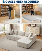 Corduroy Modular L Shape Sofa, Cloud Feel Compressed Sectional Couch - Image 3