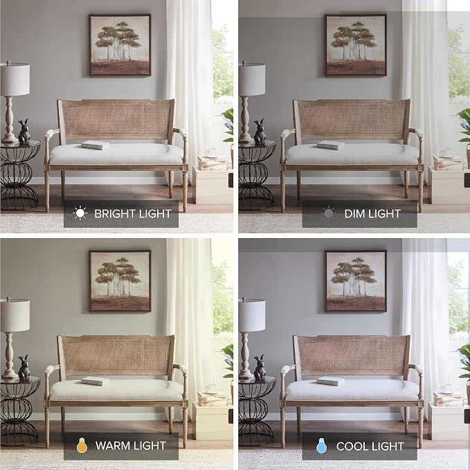 Madison Park Willshire Natural Rattan Settee, Upholstered Seat - Image 6