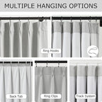 Vision Home Light Grey Pinch Pleated Full Blackout Curtains Linen Blended 60" - Image 4