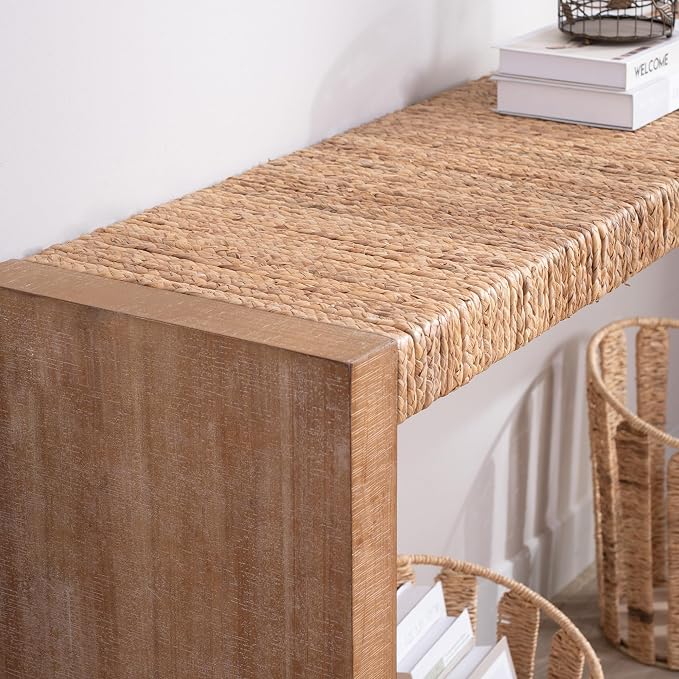 KEIKI 69" Seagrass Console Table, Handwoven Tabletop - Image 6