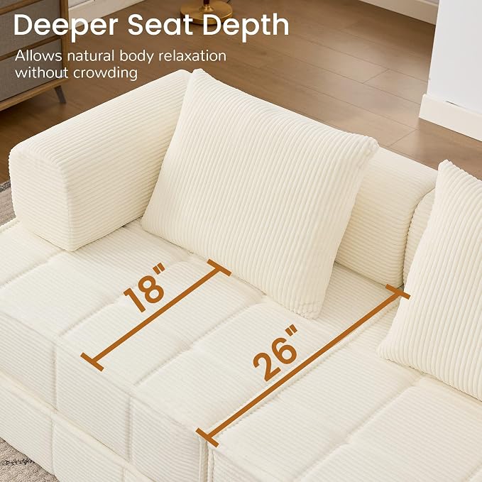 Korser Folding Convertible Sofa Bed, Corduroy Upholstered Boneless Couch - Image 7