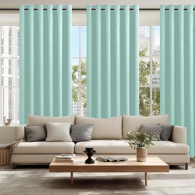 Room Darkening Curtains for Bedroom, 70 x 84 Inches, 2 Panels, Aqua | Thermal - Image 2