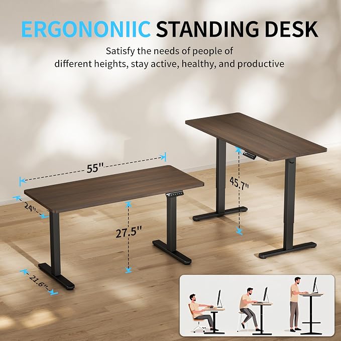 BIZUM Electric Standing Desk, 55x24 inches Height Adjustable Desk, Sit to Stand - Image 2