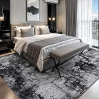 Rugflix 8x10 Area Rugs for Living Room, Washable Black Grey Dark Large Rug | - Image 2