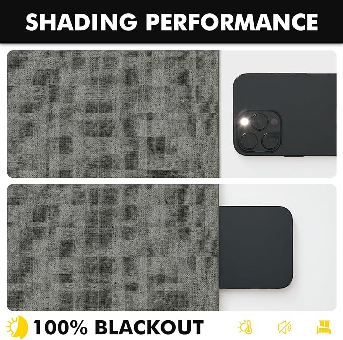 MIULEE 100% Blackout Linen Curtains 42 x 84 Inch Dark Grey 2 Panels | Thermal - Image 7