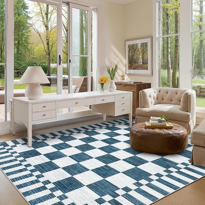 GarveeHome Blue Checkered Rug 6x9 Area Rugs - Image 4