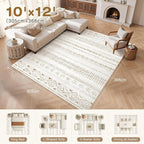 cotiled Boho 10x12 Area Rug for Living Room: Large Moroccan Washable Rug | - Image 8
