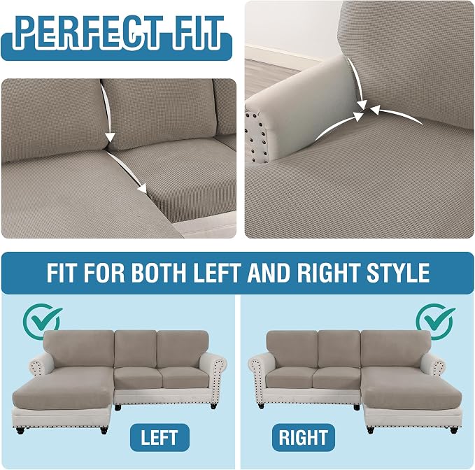 H.VERSAILTEX 2025 New Sectional Couch Covers 6 Pieces Stretch Sofa Covers - Image 5