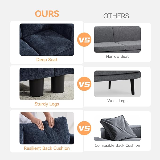 WUTUTUEE 58'' Modular Sectional Loveseat Sofa - Image 5