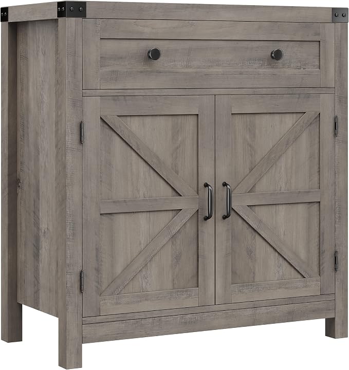 HOSTACK Coffee Bar Cabinet, Kitchen Storage Cabinet, Modern Farmhouse Buffet - Image 8