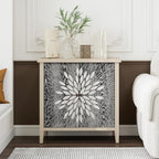 Black Accent Furniture, 32 Inch Wide 2-Door Carved Geometric Sideboard Buffet - Image 6