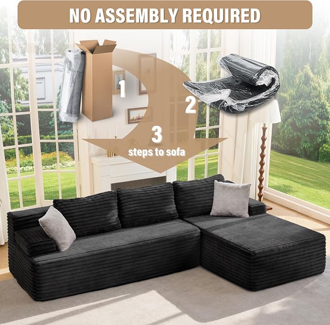 Hobestluk Modular Sectional Sofa Couches L-Shape Couch 3 Seat Modular Sofa - Image 7