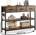 Lulive Entryway Table with Power Outlets, Console Table with 3 Fabric Drawers by Lulive