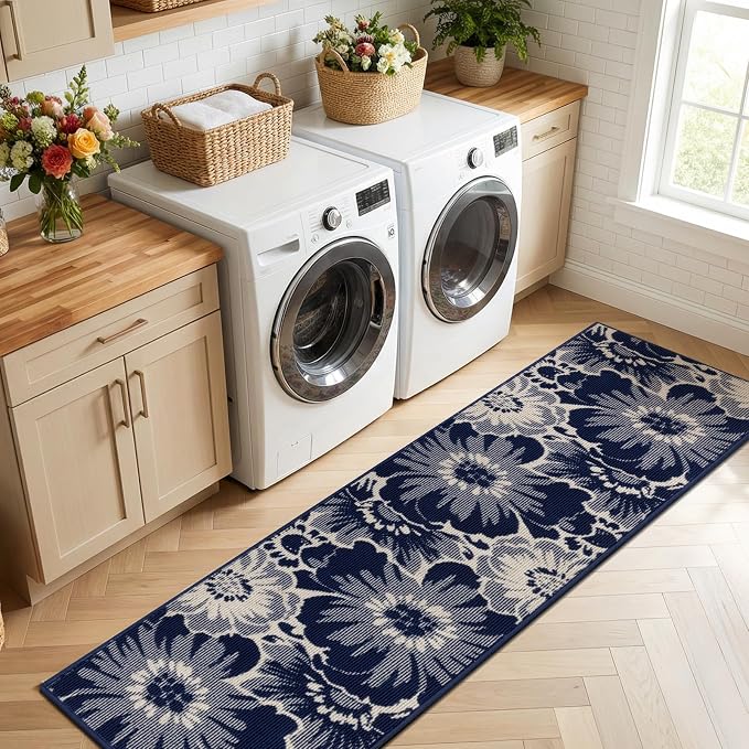 Findosom Hallway Runner Rug 2x8, Non Slip High-Low Textured Floral Washable - Image 9