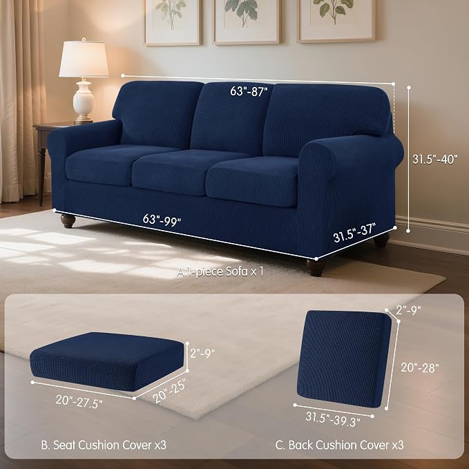 SUBRTEX 7 Pieces Stretch Sofa Slipcover Sets Couch Cover Sets Backrest Cushion - Image 3
