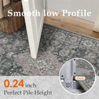 6x9 Black Grey Retro Floral Washable Area Rug - Image 5