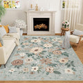 DUKINO 8x10 Area Rugs, Floral Washable Living Room Rug Non Slip, Sage Green | by DUKINO