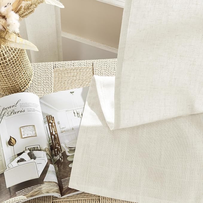 Joydeco Linen Curtains 2 Panel Set, Light Filtering, Ivory on Linen Curtains 96 - Image 7