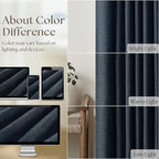 Navy Blue Linen Pinch Pleated Curtains 108 Inches Long 2 Panels | Light - Image 4