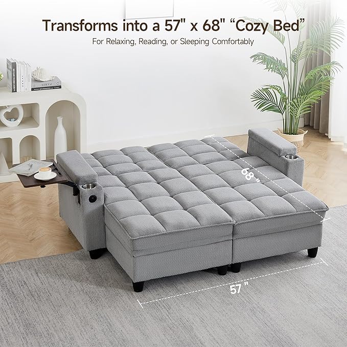 70.9" Chaise Lounge Chair Indoor, Oversized Boucle Upholstered Sofa Bed - Image 4