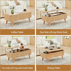 3 in 1 Lift Top Coffee Table, Fluted Convertible Coffee Tables Converts to - Image 4