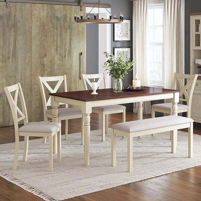 AMERLIFE 6-Piece Farmhouse Dining Table Set by AMERLIFE