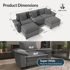 HERA'S HOUSE 124" Modular Sectional Sofa, Oversized U Shaped Couches - Image 2