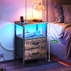 Huuger Night Stand with Charger Station and LED Lights, 2 Drawer Nightstand - Image 4