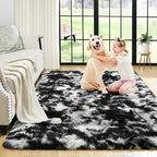 3x5 Tie-Dyed Black and White Fluffy Area Rug Non-Slip - Image 8