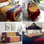 Boho Throw Blanket, Chenille Jacquard Tassels Throw Blankets - Image 3