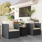 Outsunny 3 Piece Patio Furniture Set, Folding Outdoor Wicker Bistro Set - Image 8