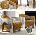 Art Leon Genuine Leather Chair, Mid Century Industrial Accent Arm Chair - Image 4