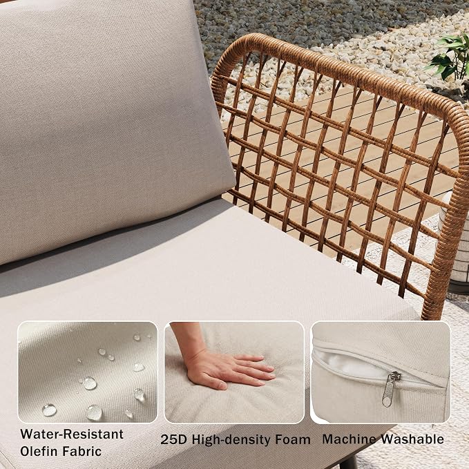 6-Piece Patio Conversation Set, Outdoor Sectional Sofa Modular Wicker Furniture - Image 6