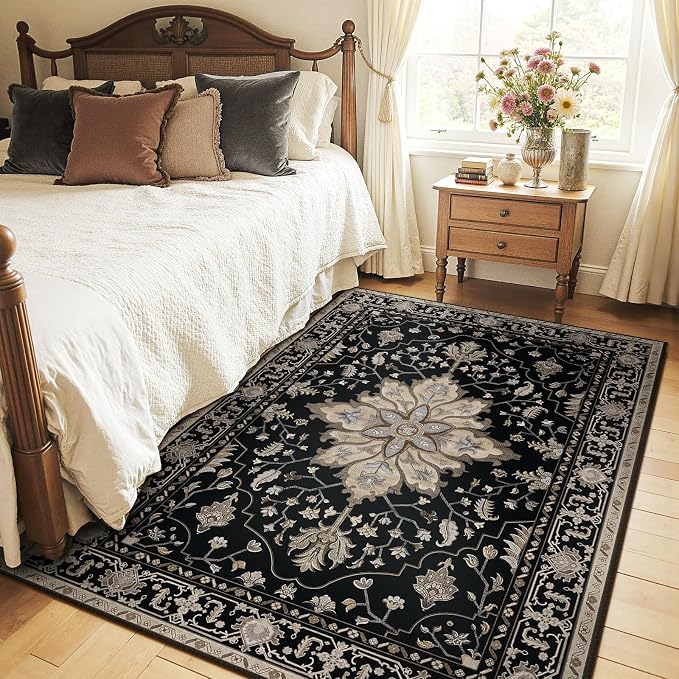 RELEANY Washable Area Rug, Water Repellent, Pet Friendly, Vintage Floral Boho - Image 3
