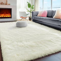 Fluffy Shag Area Rugs for Bedroom Living Room, Cream White Super Soft Fuzzy by PAGISOFE