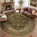 RELEANY Washable Area Rug, Round 8ft, Water Repellent, Pet Friendly, Vintage by RELEANY