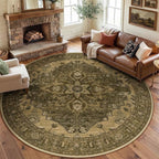 RELEANY Washable Area Rug, Round 8ft, Water Repellent, Pet Friendly, Vintage by RELEANY