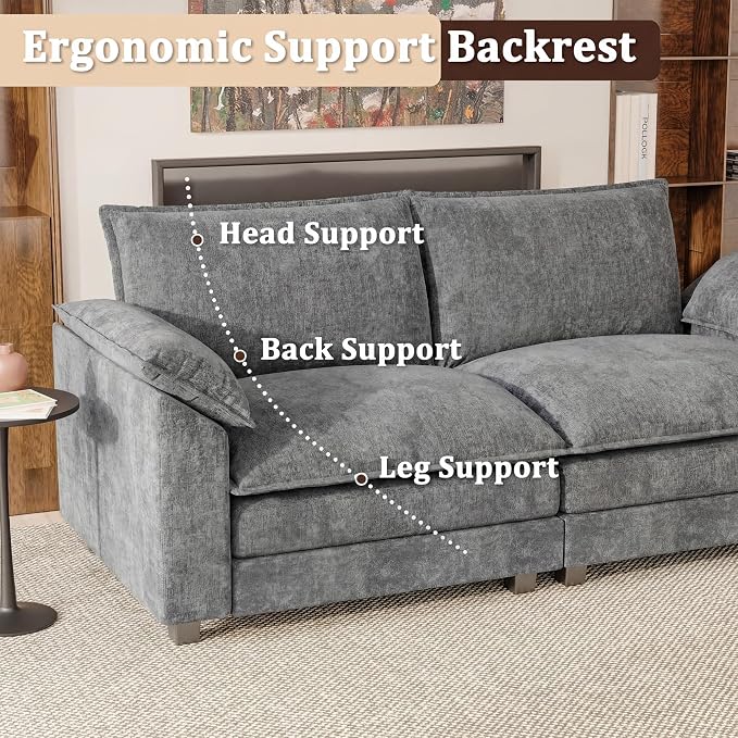 Modern Loveseat Sofa Chenille Cloud Couch - Image 6