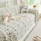 DREAMINGO Abstract Chenille Couch Cover Blanket Beige Green Black Boho Sofa - Image 7