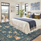 Soalmost Dog 9x12 Area Rugs for Living Room, Washable Soft Rug Navy Blue | - Image 3