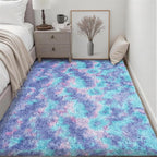 Area Rug Living Room Bedroom: 6x9 Fluffy Plush Shag Carpet Rainbow | - Image 3