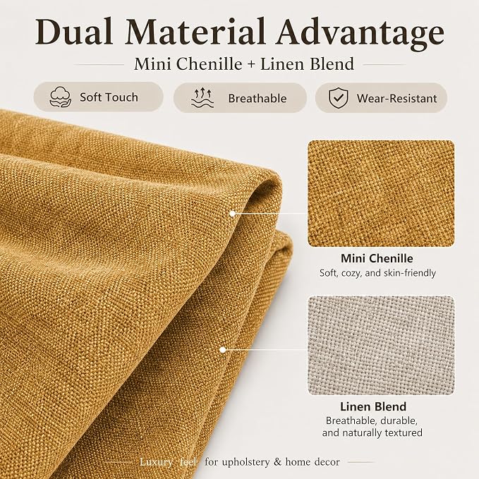 Mini Chenille Linen Blend Upholstery Fabric by the Yard, 57 Inch Wide Soft - Image 2