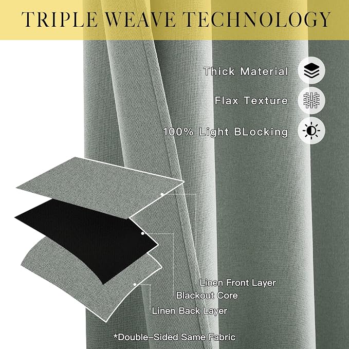 NICETOWN 100% Blackout Curtains 90 inches Length - Image 3