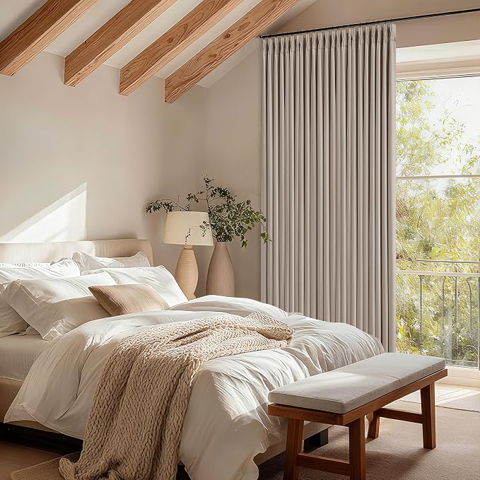 70 Inch Wide Blackout Curtains 96 Inches Long Pinch Pleated Burlywood Birch | - Image 9